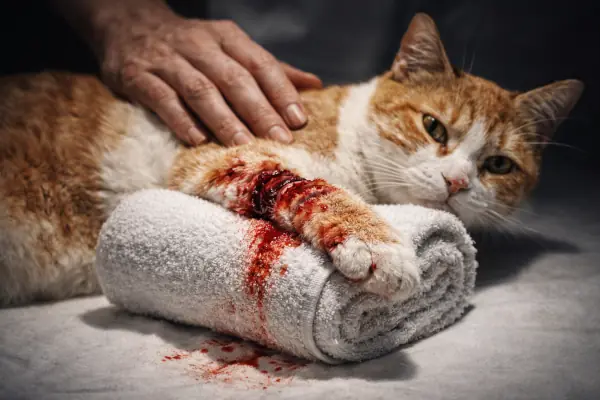 Gato en elevación para reducir hemorragia en gato